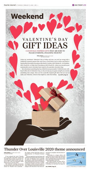 Courier Journal Feb. 13, 2020 Weekend section front cover on Valentine's Day, designed by Brian Gray.