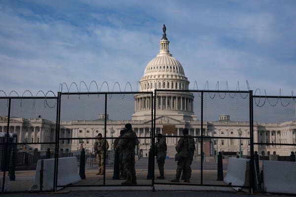 Razor wire was assembled on a fence surrounding the Capitol after the Jan. 6 siege on the building in January.