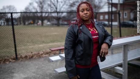 Toccarra Gartin, seen here standing outside the California Community Center in Louisville, said it doesn&#39;t feel like the country is turning a corner in its fight against the pandemic yet.