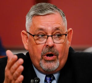 Chairman of the Senate Intergovernmental Operations Committee Sen. Cris Dush, R-Jefferson, speaks during a hearing at the Pennsylvania Capitol in Harrisburg, Pa., Wednesday, Sept. 15, 2021.