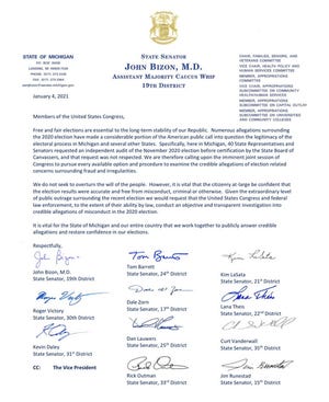 Eleven Michigan senators signed a letter asking the U.S. Congress to investigate claims of misconduct in the election.