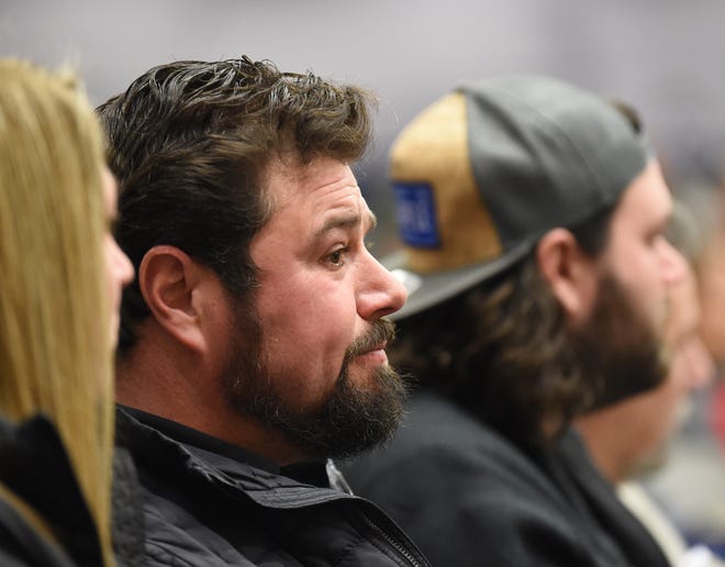 Robert Beadles listens during public comment portion of the Washoe County Board of Commissioners meeting on Feb. 22, 2022.