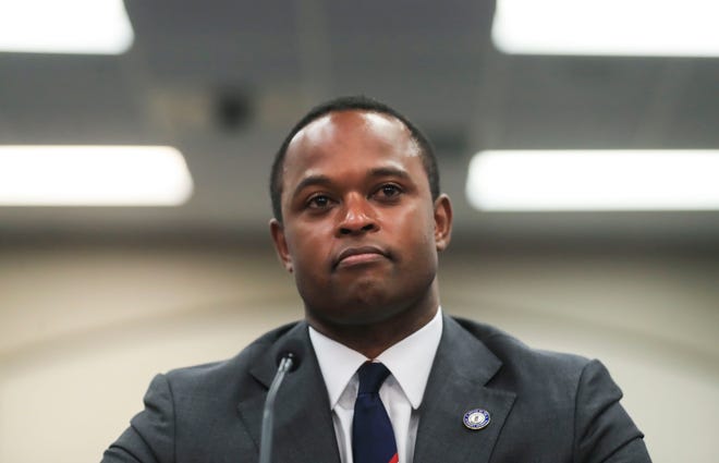 Attorney General Daniel Cameron speaks to the interim Joint Committee on State and Local Government about the Kentucky Supreme Court's COVID-19 powers ruling on Sept. 1, 2021.