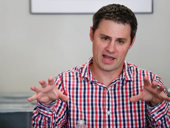Wisconsin GOP Chairman Andrew Hitt discusses different strategies in order for President Trump to win the 2020 election during the meeting with Brown County GOP volunteers to go over their grassroots plan for 2020 on Wednesday, Aug. 21, 2019, at 1915 S. Webster Ave. in Green Bay, Wis. Ebony Cox/USA TODAY NETWORK-Wisconsin