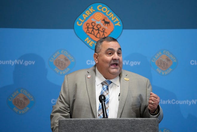 Clark County Registrar of Voters Joe Gloria speaks at a news conference at the Clark County Election Department, Nov. 10, 2022, in Las Vegas. Nevada's most populous county has disclosed correspondence to the U.S. Justice Department special counsel showing lawyers for former President Donald Trump raising concerns about the integrity of the 2020 voting process that were later deemed baseless, according to documents obtained by The Associated Press.