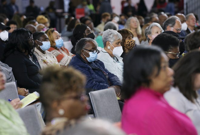 Members of the community attended a discussion on the proposed JCPS student assignment changes at the Norton Healthcare Sports and Learning Campus in Louisville, Ky. on March 22, 2022.